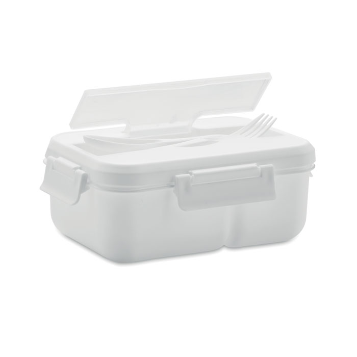 Lunch box with cutlery in PP Bianco item picture side
