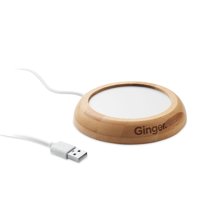 Bamboo mug warmer with USB Legno item picture printed