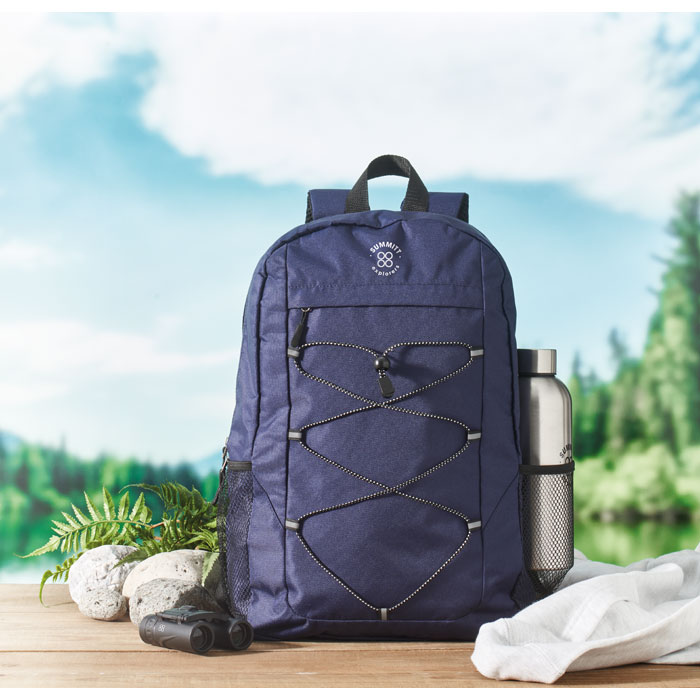 600D RPET polyester backpack Blu item picture printed