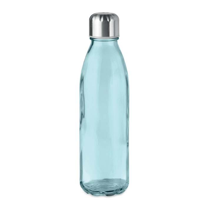 Glass drinking bottle 650ml transparent blue item picture front