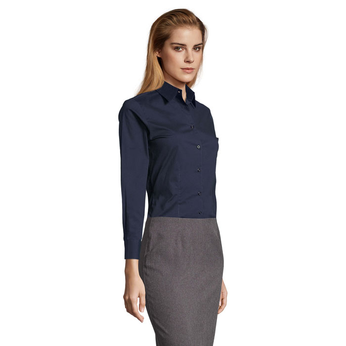 EDEN STRETCH WOMEN SHIRT Dark Blue item picture side