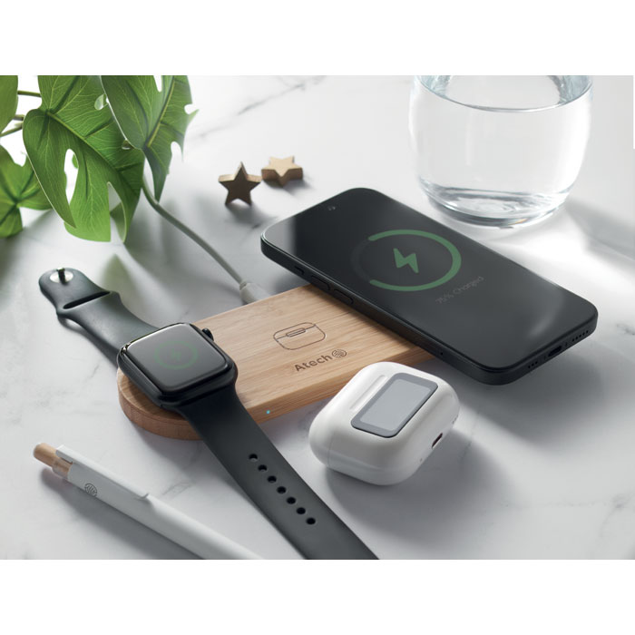 3 in 1 15W wireless charger Legno item picture 4