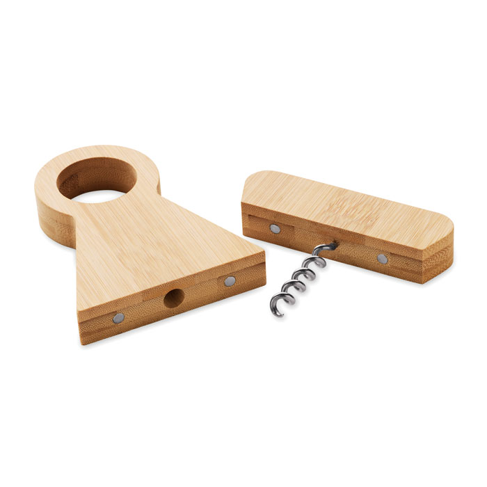 Bamboo bottle stand & opener Legno item picture back