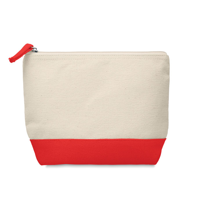 Bicolour cotton cosmetic bag Rosso item picture front