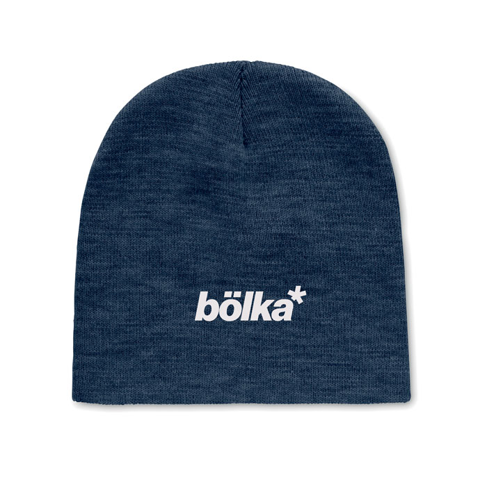 Beanie in RPET polyester Blu item picture printed