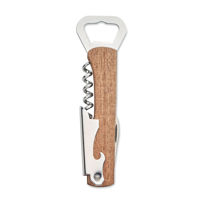 3 in 1 bamboo bottle opener Legno item picture open