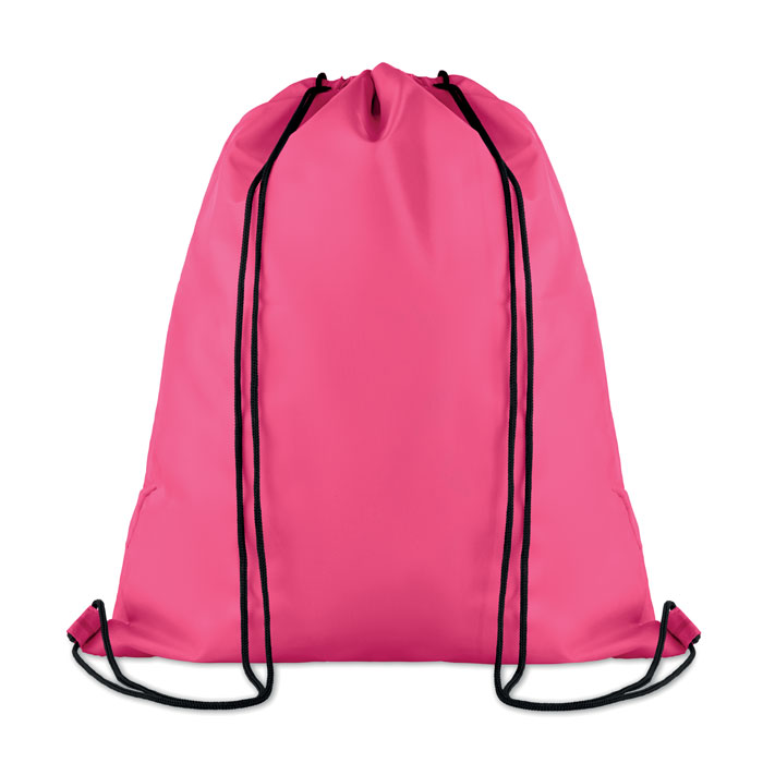210D Polyester drawstring bag fuchsia item picture back