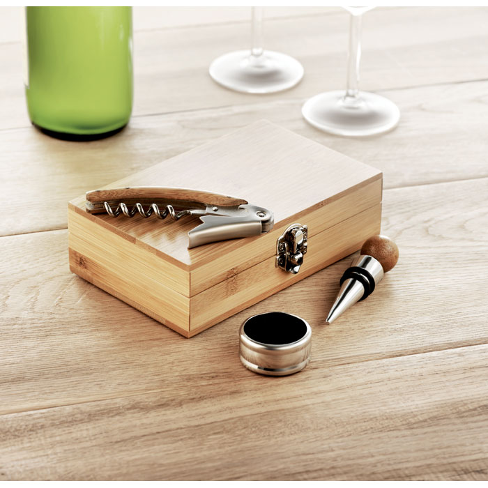 Set vino con scatola in bambu wood item ambiant picture