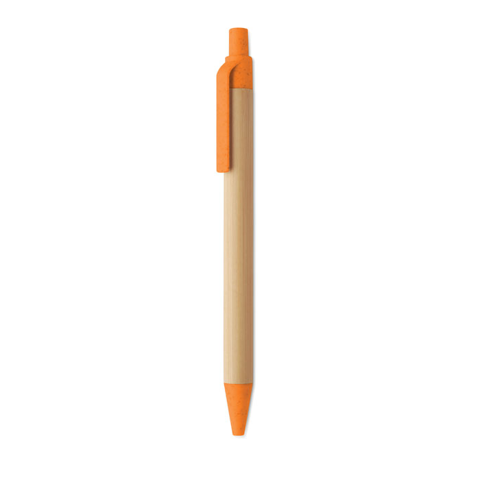 Push button ball pen in bamboo Arancio item picture front