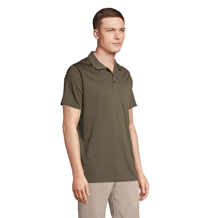 PITCHER UNISEX POLO Army item picture side