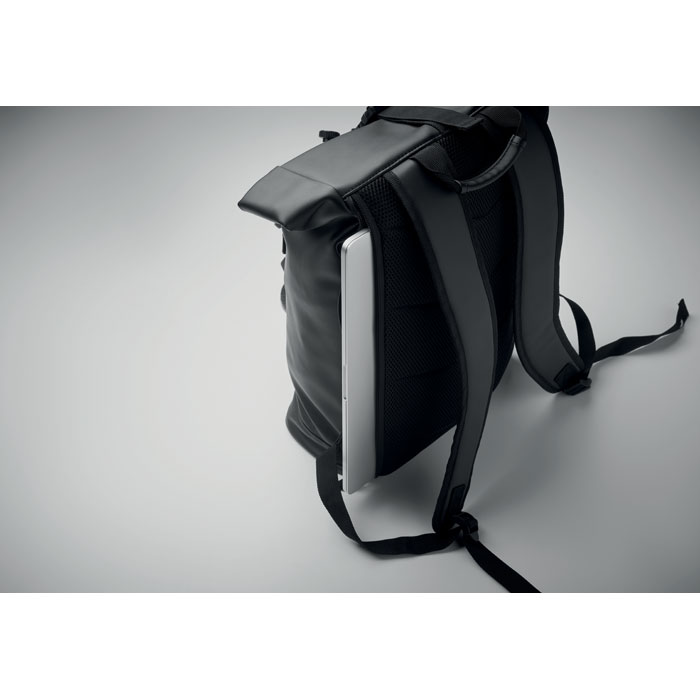 Laptop PU Rolltop backpack Nero item detail picture