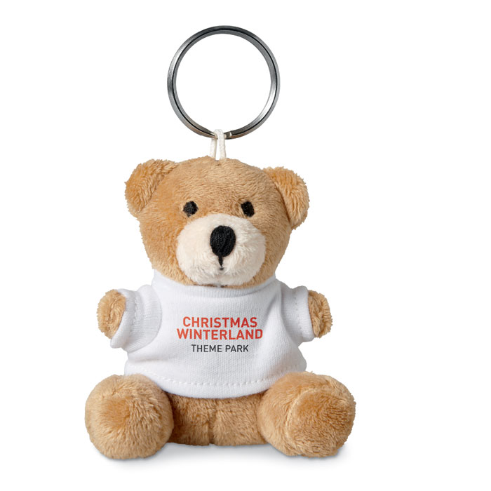 Teddy bear key ring Bianco item picture printed