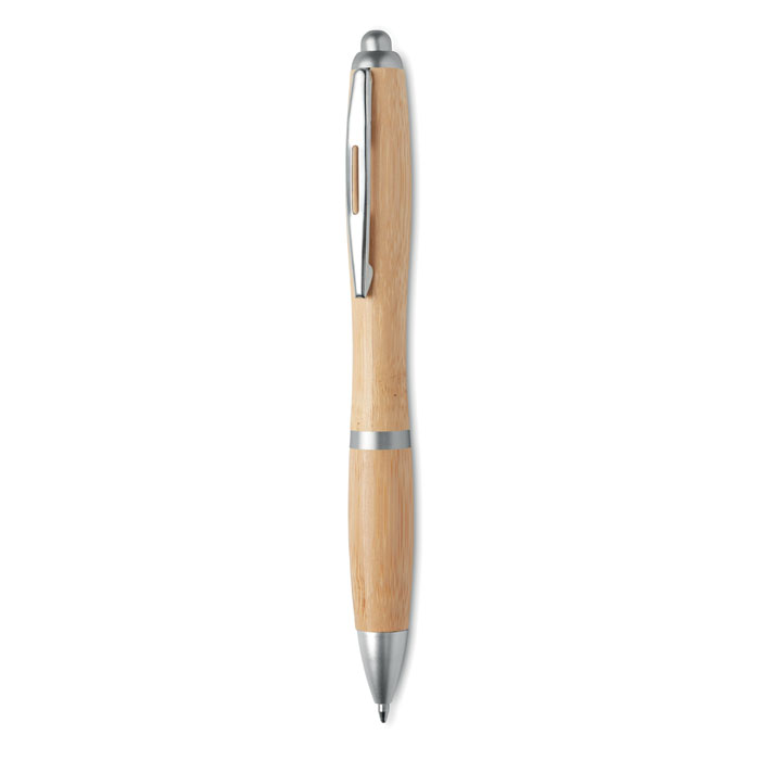 Ball pen in ABS and bamboo Argento Opaco item picture back