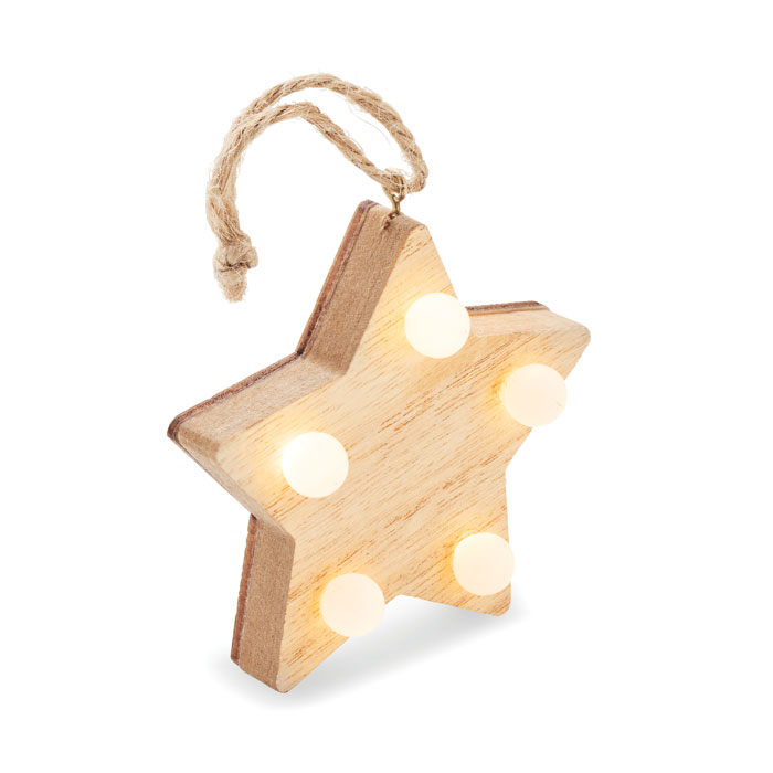 Wooden weed star with lights Legno item picture side