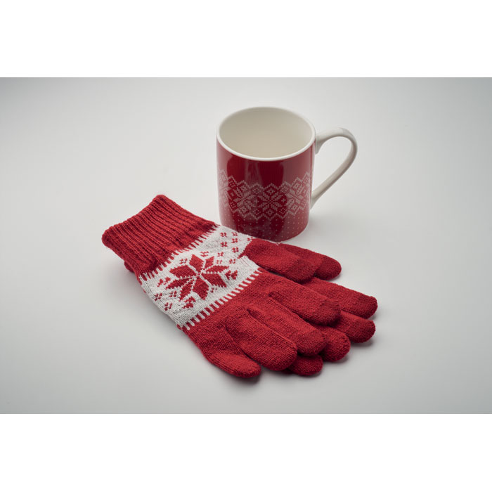 Winter gift mug and gloves set Rosso item detail picture