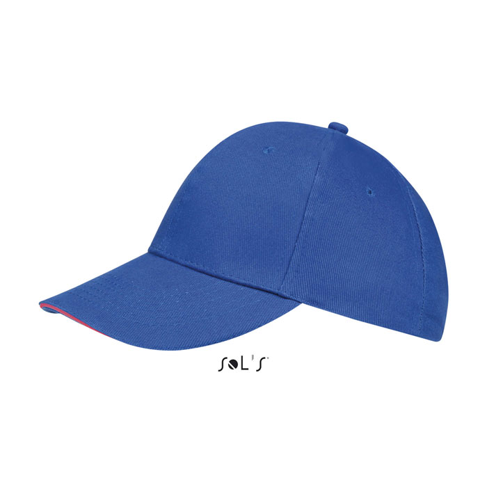 BUFFALO SIX PANEL CAP Royal/Neon Corail item picture side