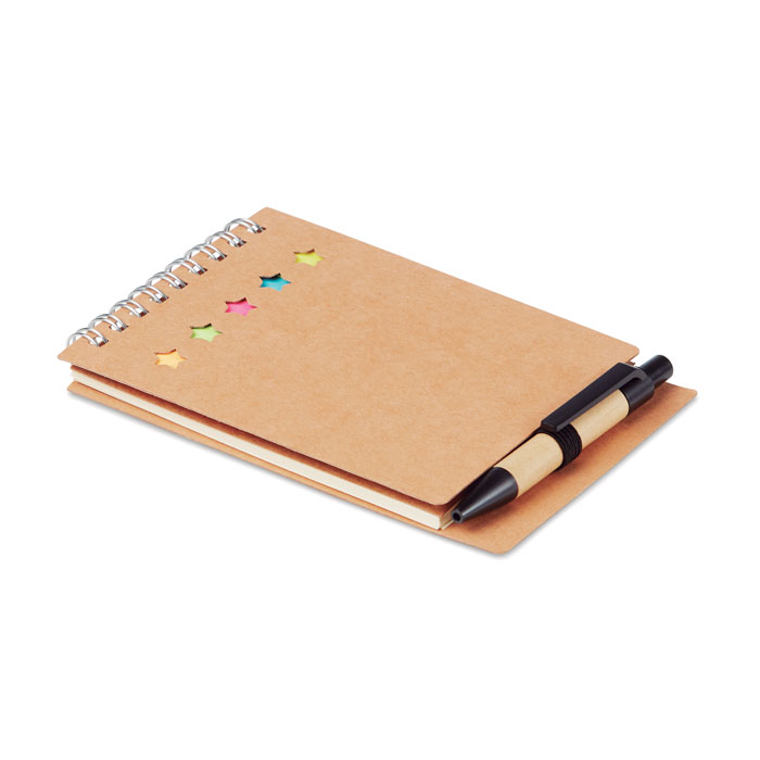 Notepad with pen and memo pad Beige item picture back