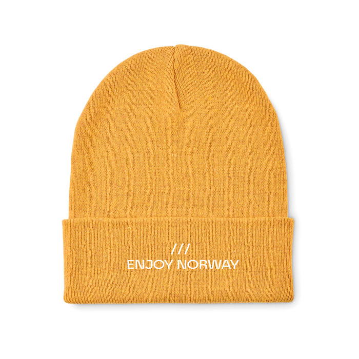 Knitted beanie with cuff Giallo item picture printed