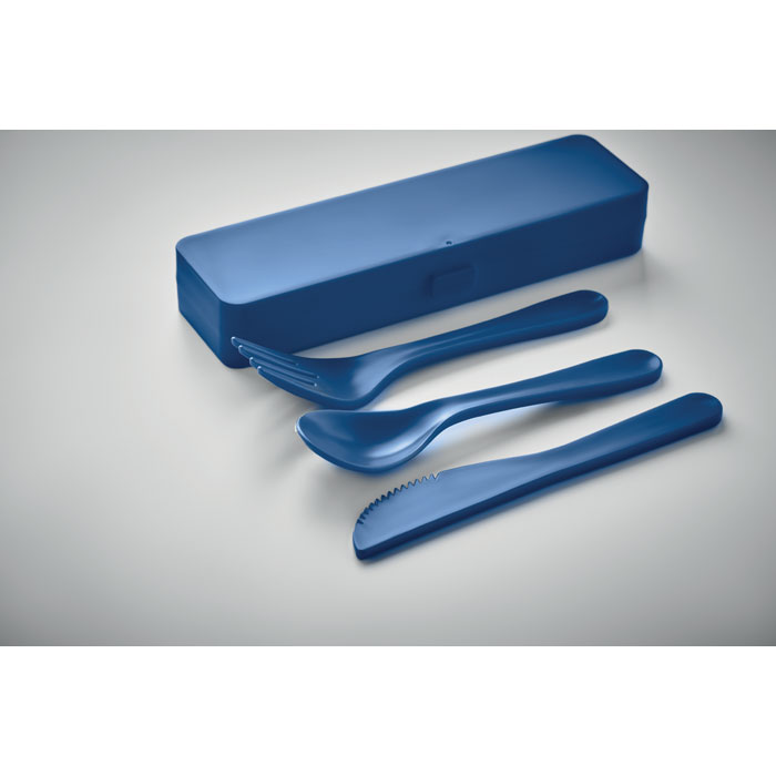 Cutlery set recycled PP Blu item detail picture