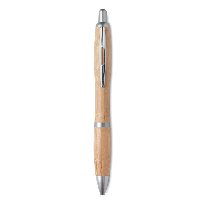 Penna a sfera in ABS e bamboo matt silver item picture front