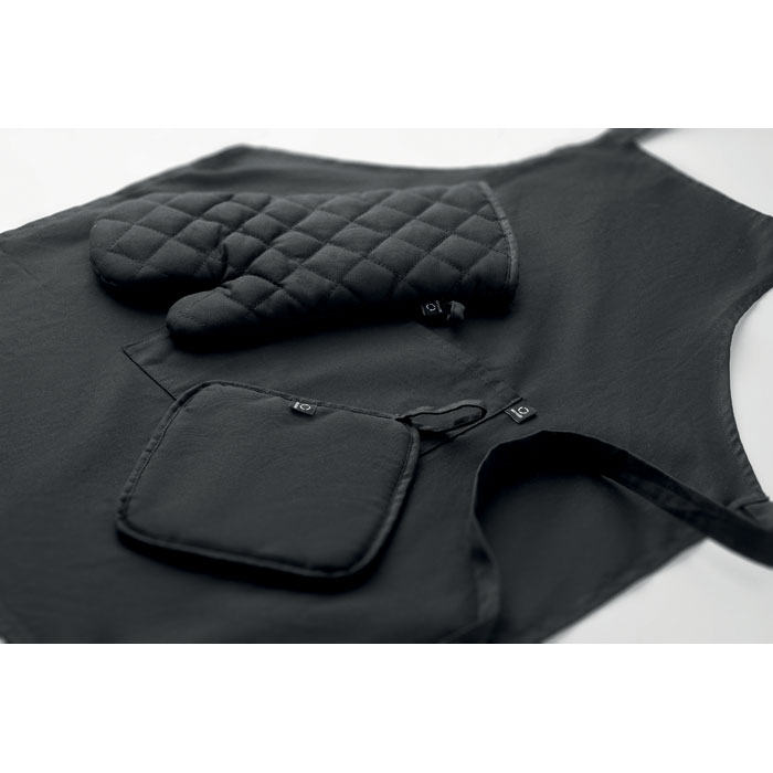 Set cucina in cotone riciclato Nero item picture back