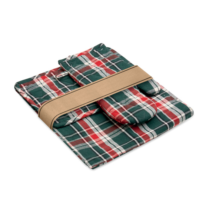 Chequered cotton kitchen set Multicolore item picture back