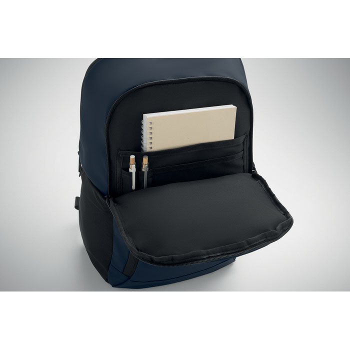 15" soft PU laptop backpack Francese Navy item picture top