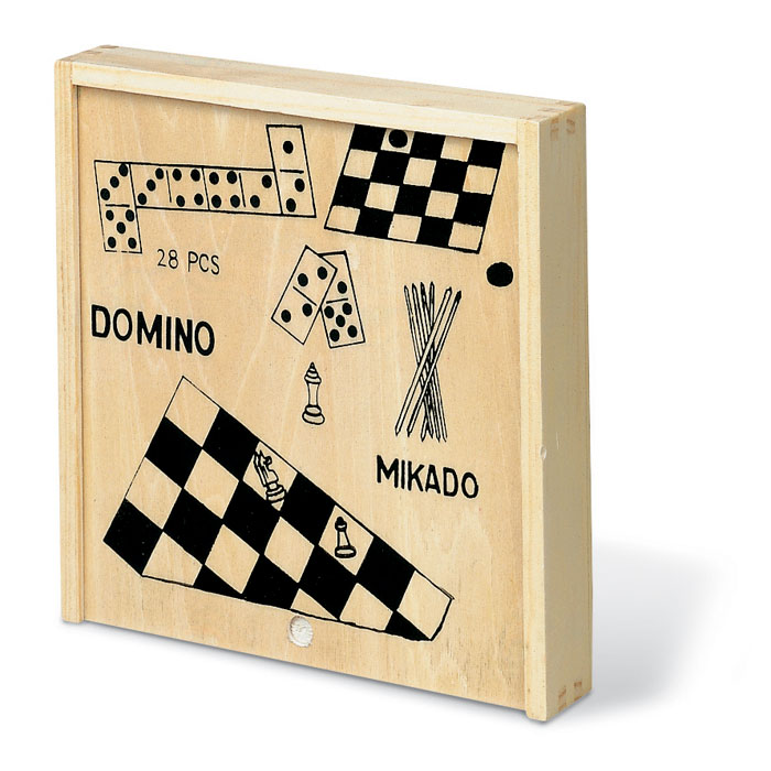 4 games in wooden box Legno item picture back