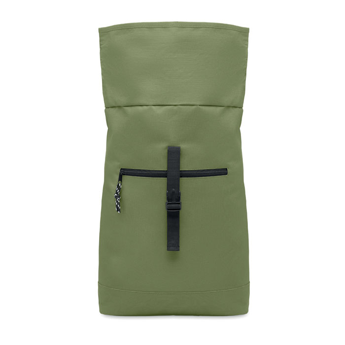 Zaino rolltop in poliestere Verde Militare item picture side