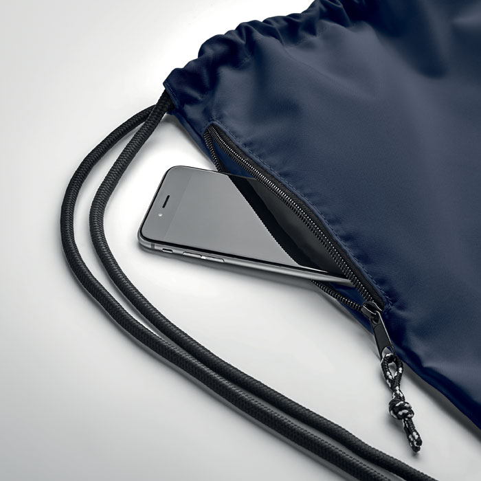Large drawstring bag 300D RPET Blu item detail picture
