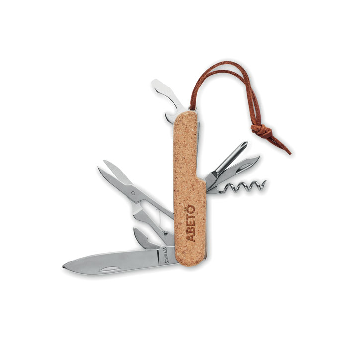 Multi tool pocket knife cork Beige item picture printed