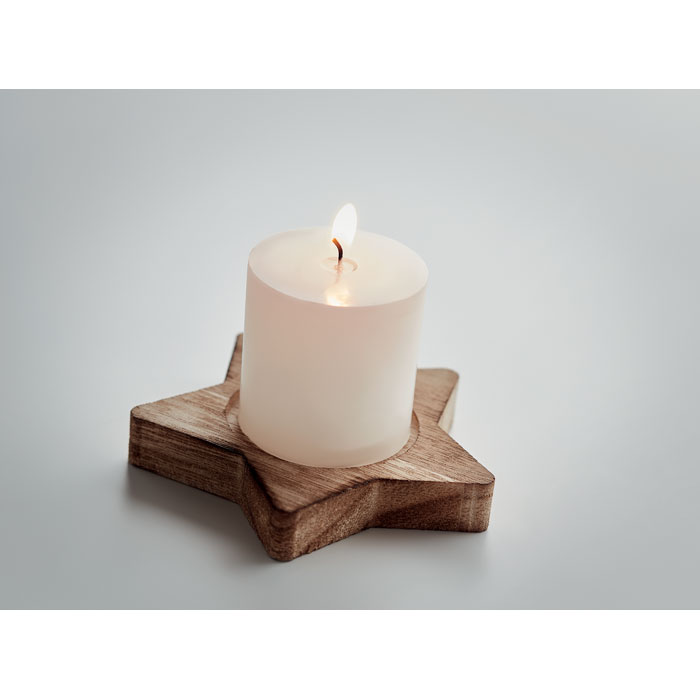 Candle on star wooden base Legno item detail picture