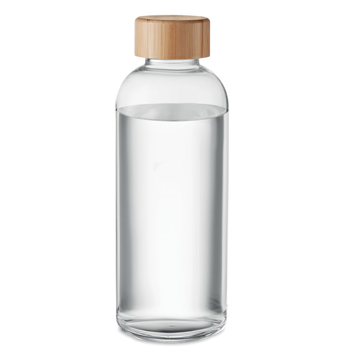 Glass bottle 650ml bamboo lid Trasparente item picture side