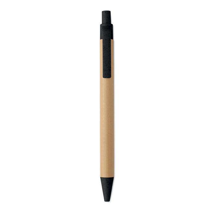Push button ball pen in bamboo Nero item picture top