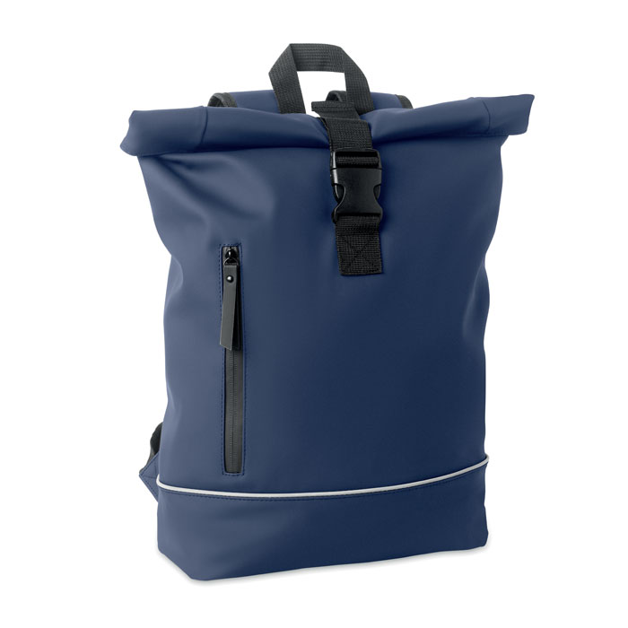 Laptop 15" roll top PU backpack Blu item picture front