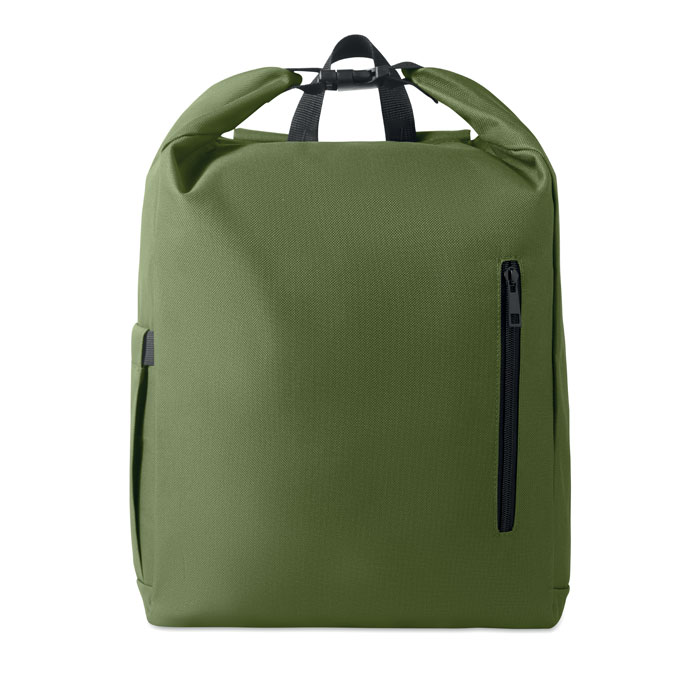 15'' roll top laptop backpack Verde Militare item picture side