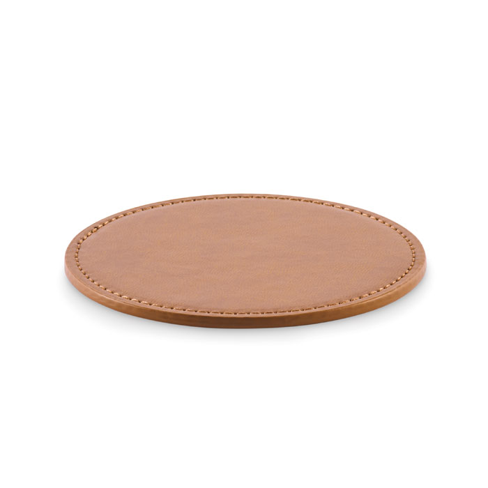 Round coaster in PU Grigio Pietra item picture front