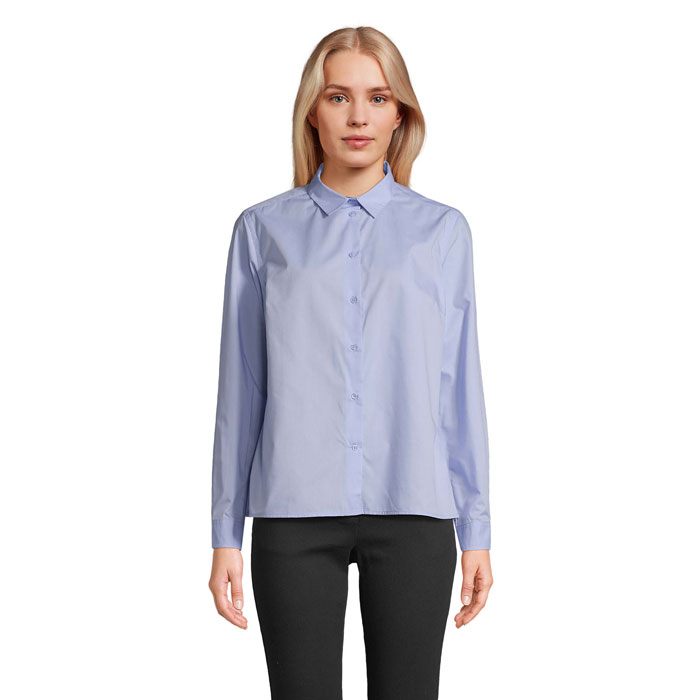 BAILEY WOMEN POPLIN SHIRT Celeste item picture front