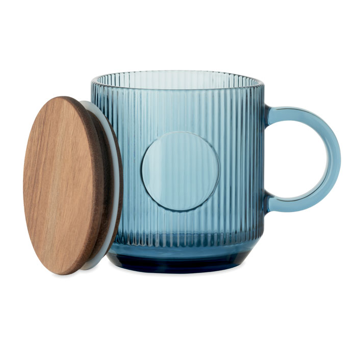 Ribbed glass mug 300ml Blu Trasparente item picture 1