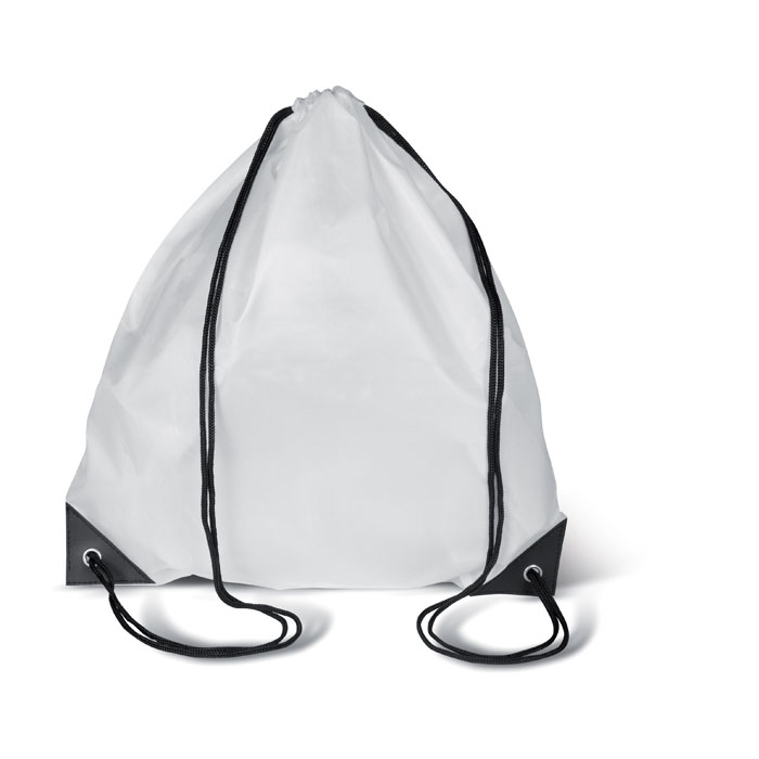 190T Polyester drawstring bag Bianco item picture front