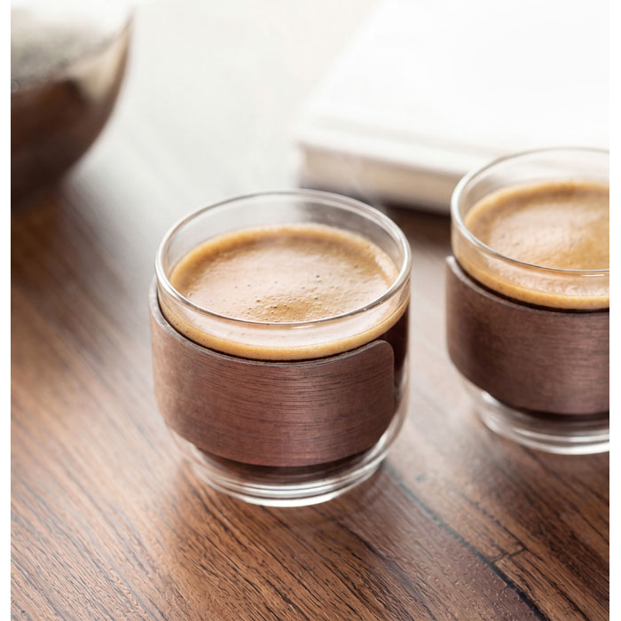Coffee glass set walnut grip Legno item picture 1