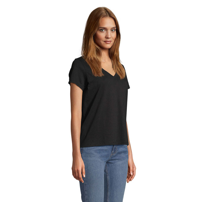 REGENT V T-SHIRT WOMEN Nero Profondo item picture side