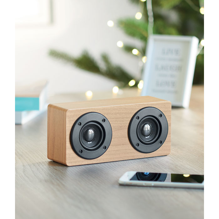Speaker wireless 2x3W 400 mAh wood item ambiant picture