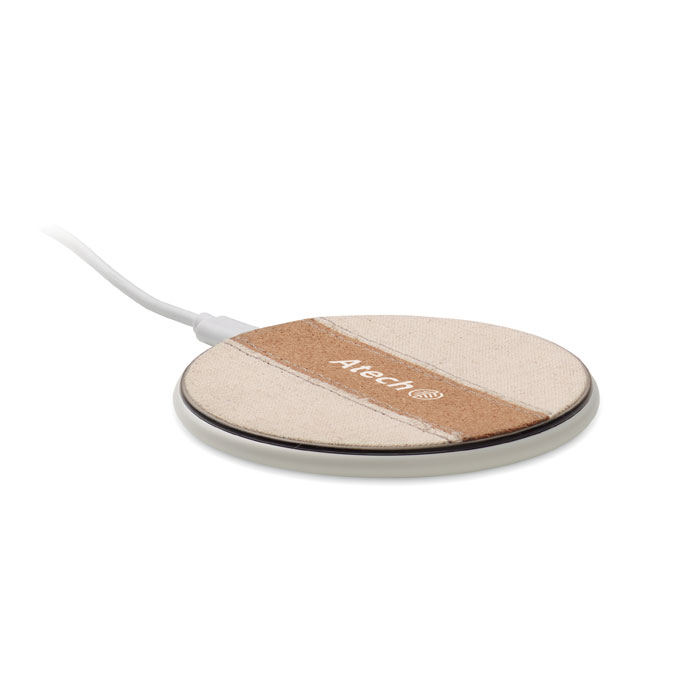 Cork wireless charger 15W Bianco item picture printed