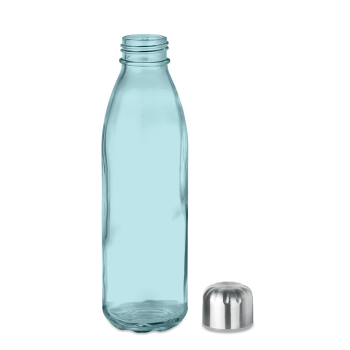 Glass drinking bottle 650ml transparent blue item picture side