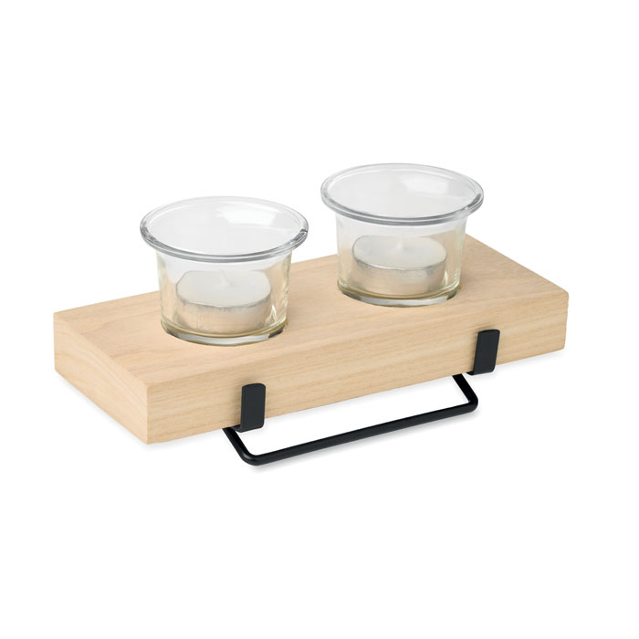 Tea light holder set with stand Legno item picture front