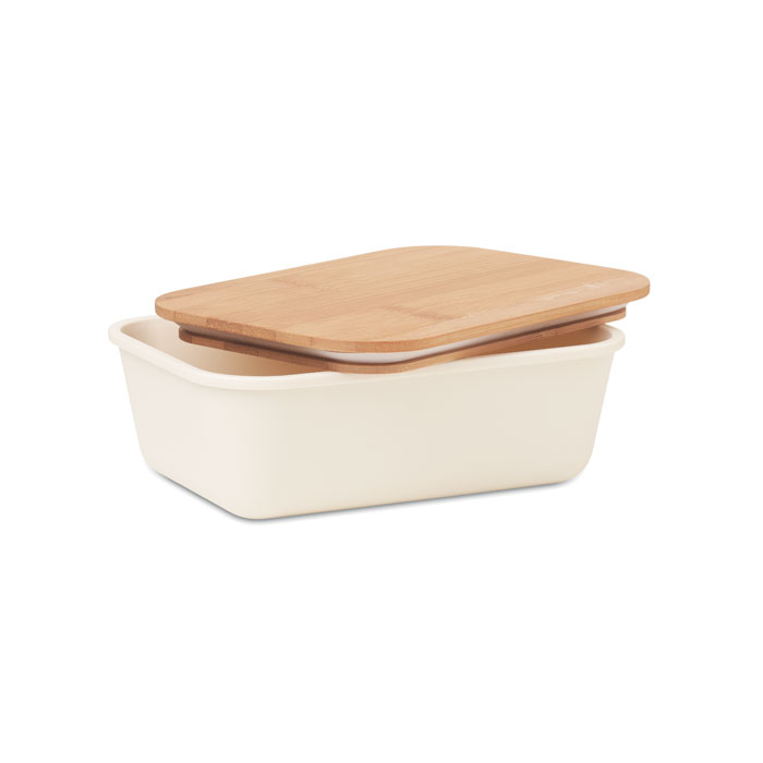 Lunch box with bamboo lid Beige item picture side