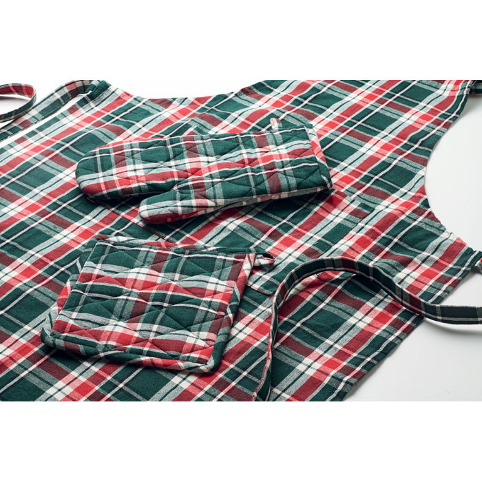Chequered cotton kitchen set Multicolore item picture side