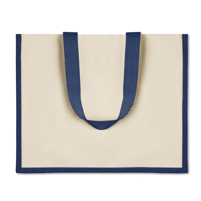 Jute and canvas shopping bag Blu item picture side