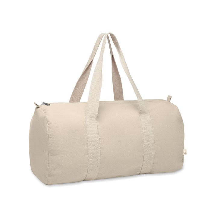 Recycled cotton sports bag Beige item picture front